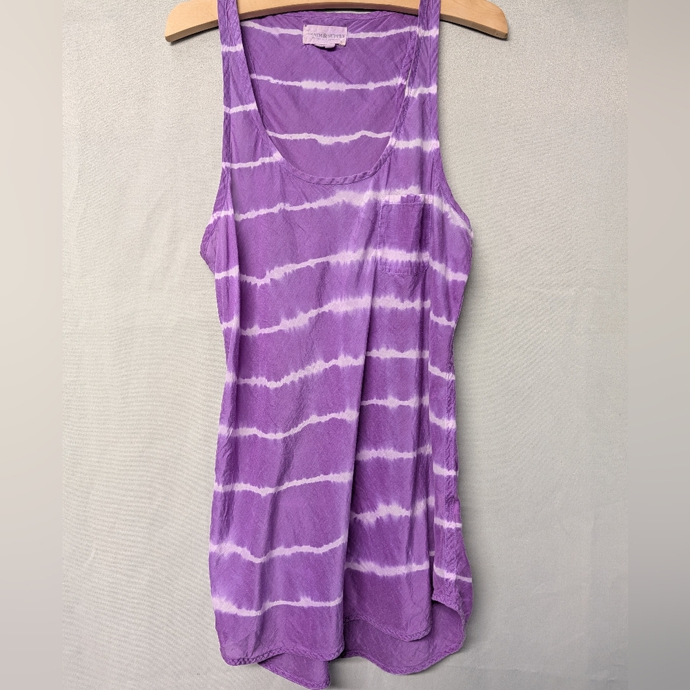 Vintage Ralph Lauren Silk Purple Tie-Dye Racerback Tank Top Size L